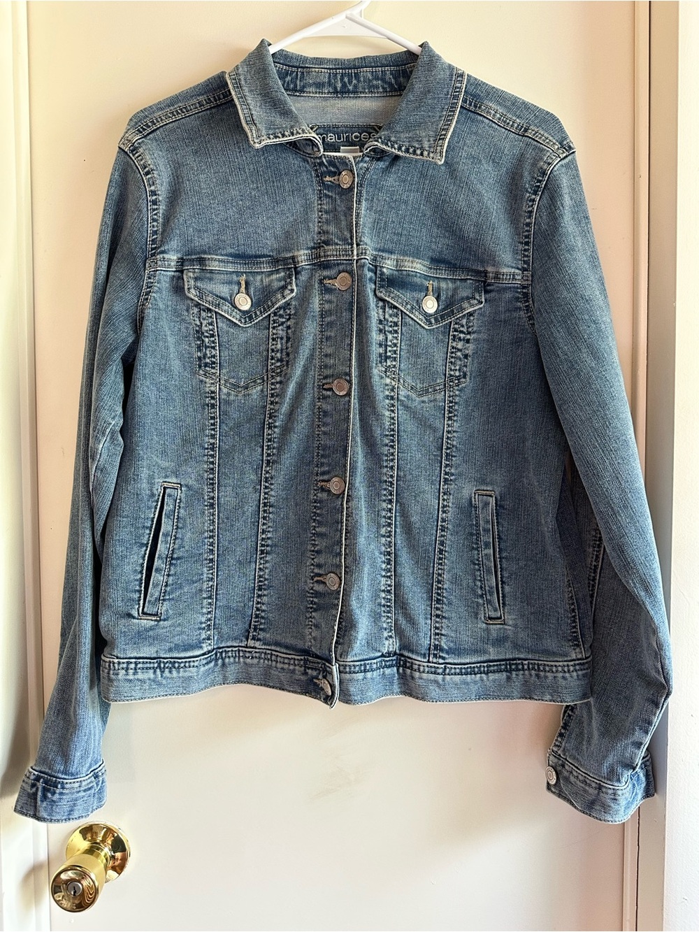 Maurices Medium Blue Denim Jacket with Button Front